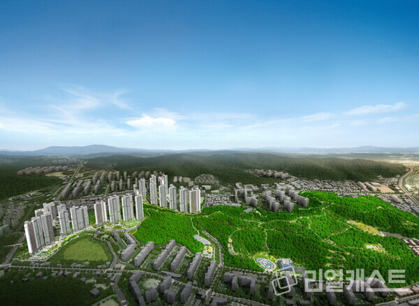 구미 그랑포레 데시앙 및 함께 이어지는 꽃동산공원 조감도 사진 : 태영건설