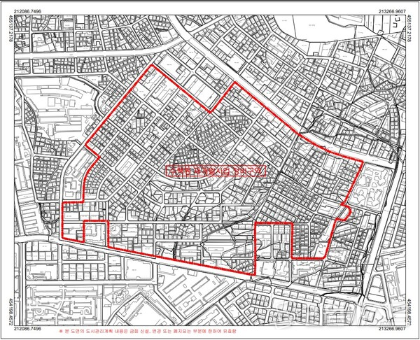 수택동 재개발 정비구역 결정도. 사진: 구리시