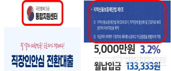 태극마크 및 지역신용보증재단법 문구 무단사용 적발사례. 사진 : 금융감독원