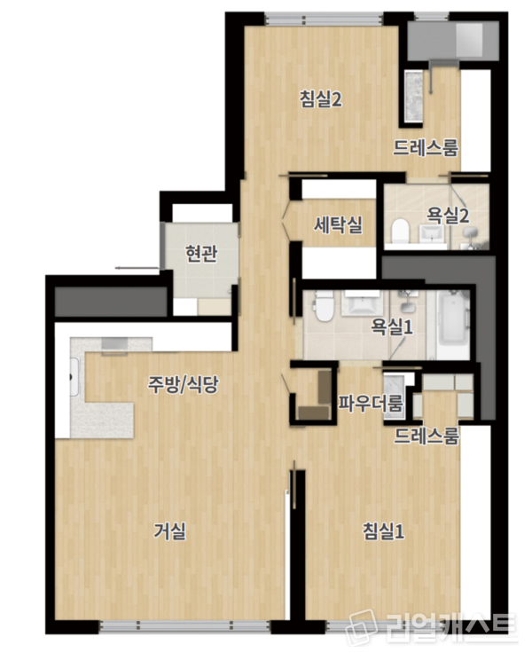 백운호수 푸르지오 숲속의 아침 스위트 전용 84㎡ A타입 평면도 /
