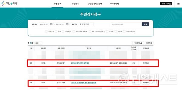 주민e감사 홈페이지 갈무리 / 리얼캐스트