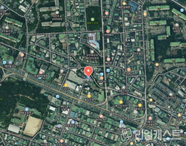 우만동 81-3번지 가로주택정비사업 위치(출처: 네이버 위성도)