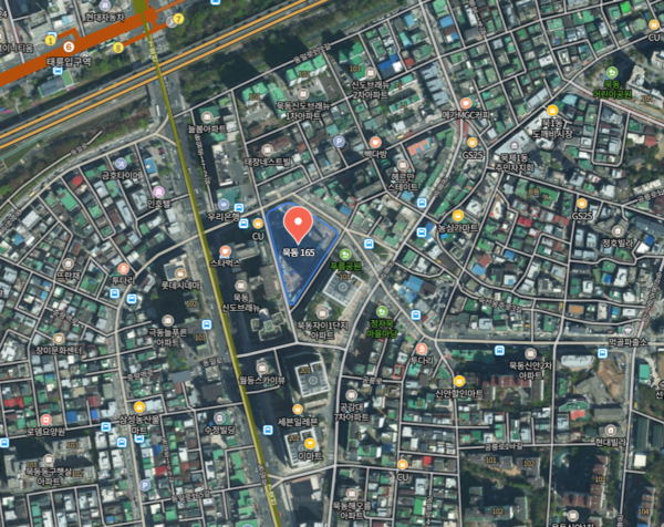 중랑구 묵동 165번지 위성도(출처: 네이버 위성도)