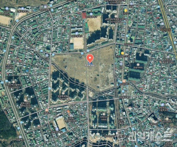 창원시 회원2구역 재개발사업 구역 위성 위치도(출처: 네이버지도)