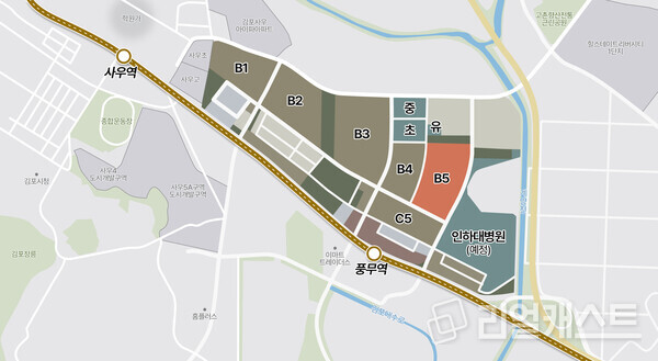 풍무역세권일대 개발 지도