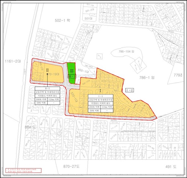 부산 하단3구역 지구단위계획 결정 지형도(출처: 부산시)