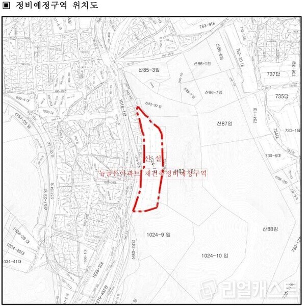안양 뉴골든아파트 재건축 정비예정구역 위치도(출처: 안양시)
