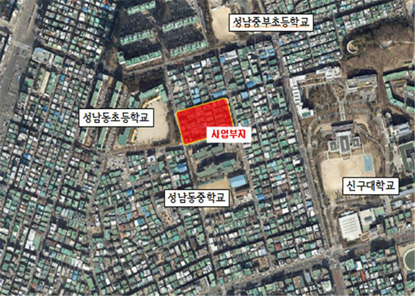 금광동 3289번지 일원 가로주택정비사업 위치도(출처: 성남시)